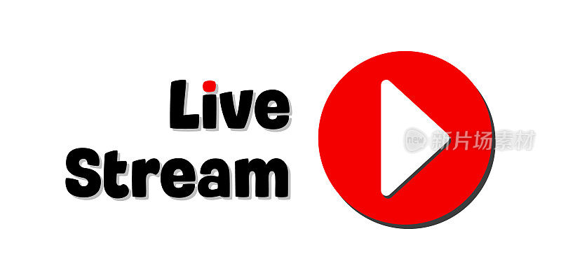 Live stream icon, red symbol and button of live streaming, broadcasting, online stream, third template for tv, shows, movies and live performances vector illustration